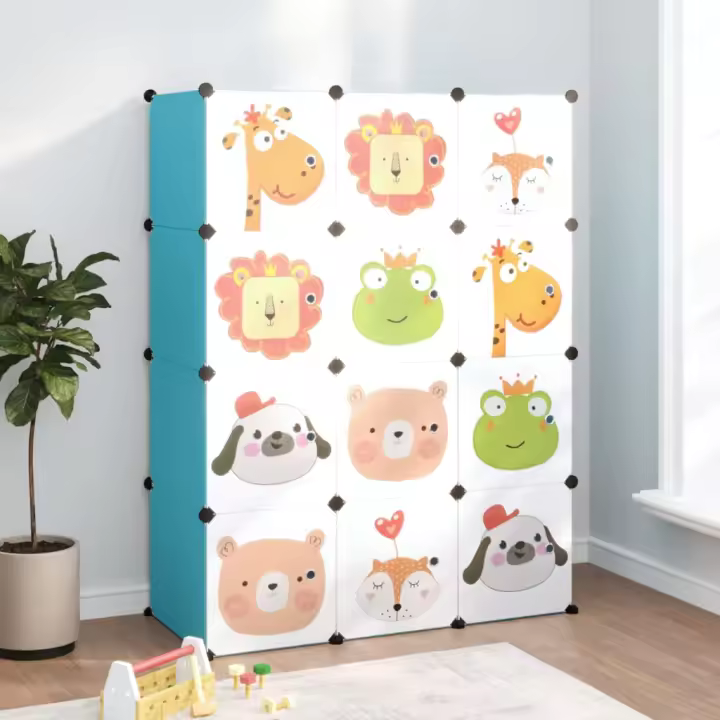 vidaXL Estantería infantil de cubos con 12 compartimentos azul PP - 1