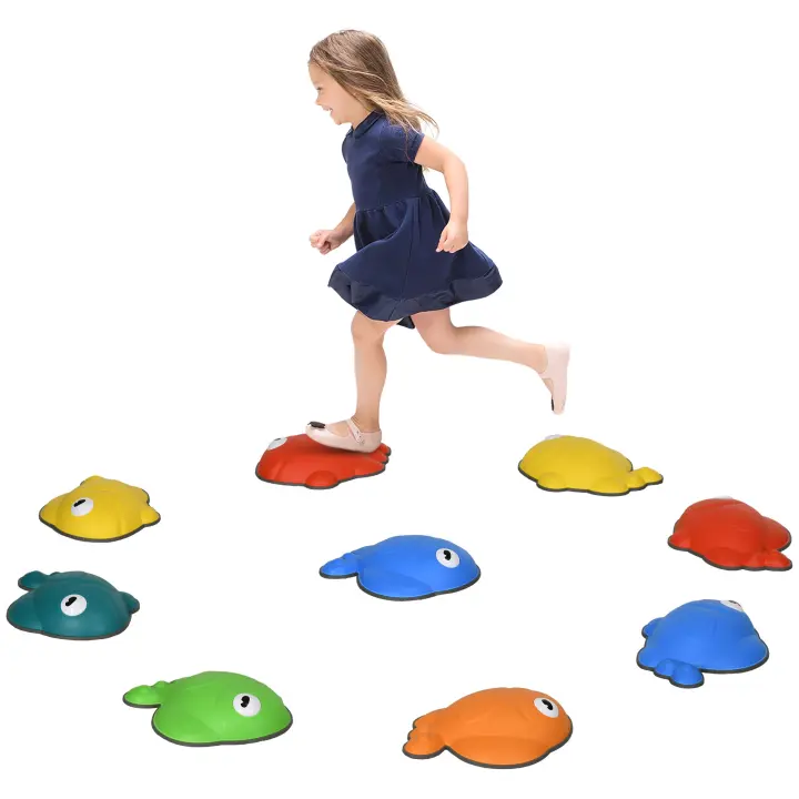 AIYAPLAY Piedras de río, 9 piezas. Piedras de equilibrio para niños, piedras apilables antideslizantes, los escalones pueden soportar hasta 80 kg, para niños de 3 a 8 años, coloridos - 1
