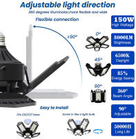 Lámpara De Techo LED Deformable 150W Para Garage 15000LM 6500K Base E27/E26 Iluminación Para Basements Almacén Y Workshop - details 3