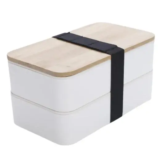 Onuobao-fiambrera de doble capa, caja Bento sellada de estilo japonés de gran capacidad, a prueba de fugas, para horno microondas y calefacción - 1