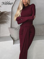 Conjunto Elegante Para Mujer Nibber 2 Piezas Suéter De Manga Larga Con Cuello Redondo Y Falda Acolchada Con Borlas Moda Urbanita - details 14