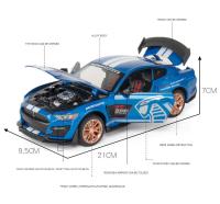 Ford Mustang Shelby GT500 1:24 Coche De Deportes De Aleación Modelo Diecast Luz Y Sonido Simulación Regalo Para Niños - details 1