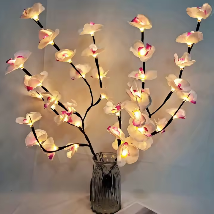 Lámpara De Árbol De Orquídea Mariposa Blanca Y Morada Con Luces LED Pilotadas Por Baterías Decoración Romántica Para El Hogar Y Habitaciones - 1