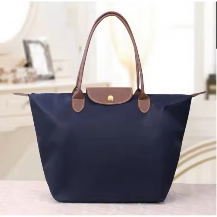 MEJORADA TY-4, Bolso plegable de nylon con asa superior para mujer，estilo clásico,2 tamaño Grande 42*27*19CM, PEQUEÑO 33*24*14CM - 1