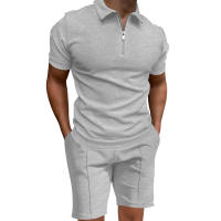 Camisa Polo Para Hombre Verano 2024 Conjunto De Color Sólido Con Cuello En V Manga Corta Ajustada Estilo Casual - details 5