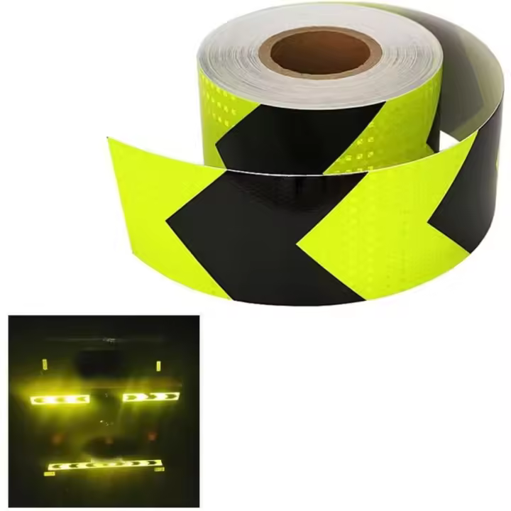 Qrity Cinta de advertencia reflectante de 1 pieza, 33 pies x 2 pulgadas (10 m x 5 cm), cinta de advertencia de flecha marcada, cinta de seguridad para automóviles, remolques, camiones y carreteras - 1