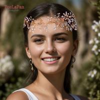 YouLaPan Diadema De Boda Para Mujer Aleación De Hojas Doradas Accesorios De Cabello De Novia Adorno De Fiesta Hecho a Mano Tiara De Plata Decoración De 40*7.5CM - details 3
