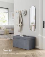 Banco de almacenaje plegable de terciopelo, taburete reposapiés con 2 cajas, 38x76x38 cm, soporta hasta 300 kg, ideal para entrada, sala de estar y dormitorio, disponible en gris paloma, gris pizarra y rosa caramelo - details 7