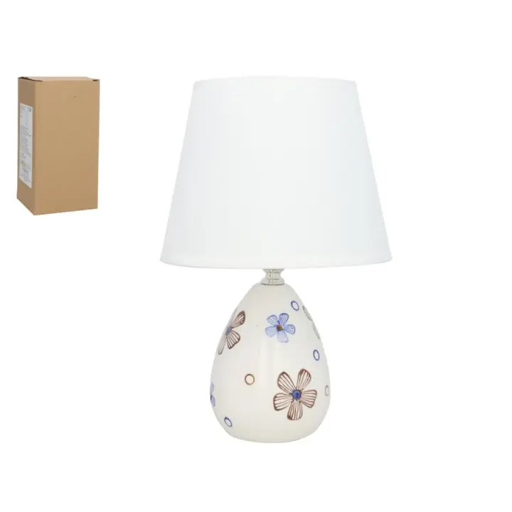 GISSED - Lámpara de Mesa con Base de Cerámica Decorada con Flores en Relieve y Pantalla Blanca – Iluminación Decorativa para Dormitorios, Salas y Oficinas – Compatible con Bombillas LED y Tradicionales – Diseño Elegante y Sofisticado . - 1