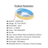 Tira De Luz LED COB 320LEDs 5M 12V DC5V 24V F Flexible Alta Densidad Dimmable RA90 Blanco Calido Natural Frío Para Sala De Estar - details 4
