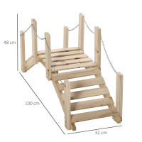 Outsunny Puente de Jardín de Madera con Pasamanos de Cadenas Metálicas Puente Decorativo para Estanque Carga 5 kg para Decoración Patio 100x32x48 cm Madera Natural - details 2