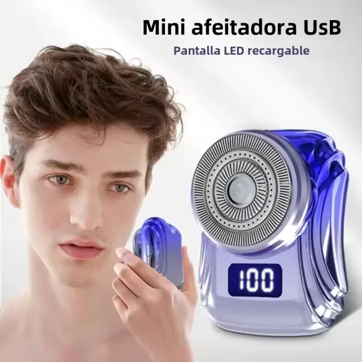 Afeitadora Eléctrica Portátil Para Viajes Mini Para Hombres Tamaño De Bolsillo Recargable Sin Cable Afeitado De Rostro Y Barba - 1