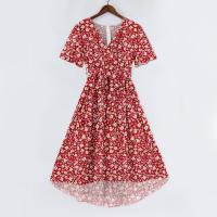 Vestido Casual De Moda Para Mujer Con Cuello En V Manga Corta Volante Vintage Impresión A-Line De Pierna Larga Estilo Italiano - details 20