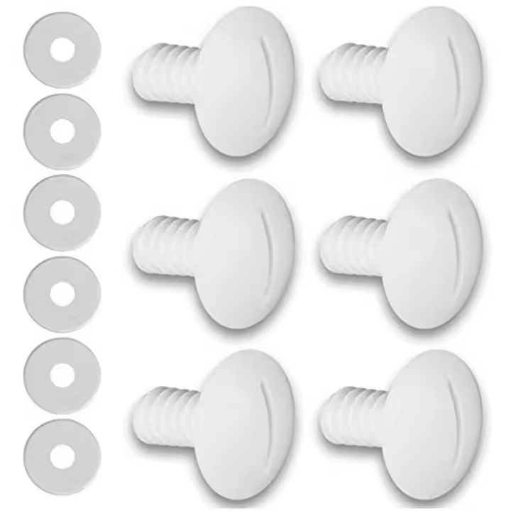 Tornillo de rueda de plástico (juego de 6 tornillos) para limpiafondos Polaris 180/280 con 6 arandelas adicionales, repuesto para limpiafondos C55 C-55, color blanco - 1