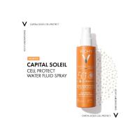Protector Solar Vichy CAPITAL SOLEIL  CELL PROTECT WATER FLUID SPRAY SPF50 | Protección Avanzada | Acabado Invisible | 200 Ml - details 1