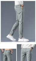 Pantalones Casuales Para Hombre Primavera Otoño 2025 Nuevo Ajustados De Cintura Elástica Color Sólido Negocios Pantalones Talla Media - details 7