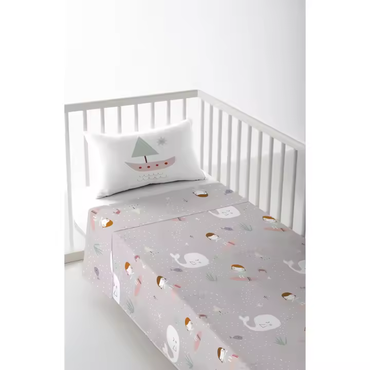 JUEGO DE SÁBANACUNA/MAXICUNAINFANTIL BEBE 100% ALGODÓN SURFING NIÑA B HACIENDO EL INDIO FABRICADO EN ESPAÑA - 1
