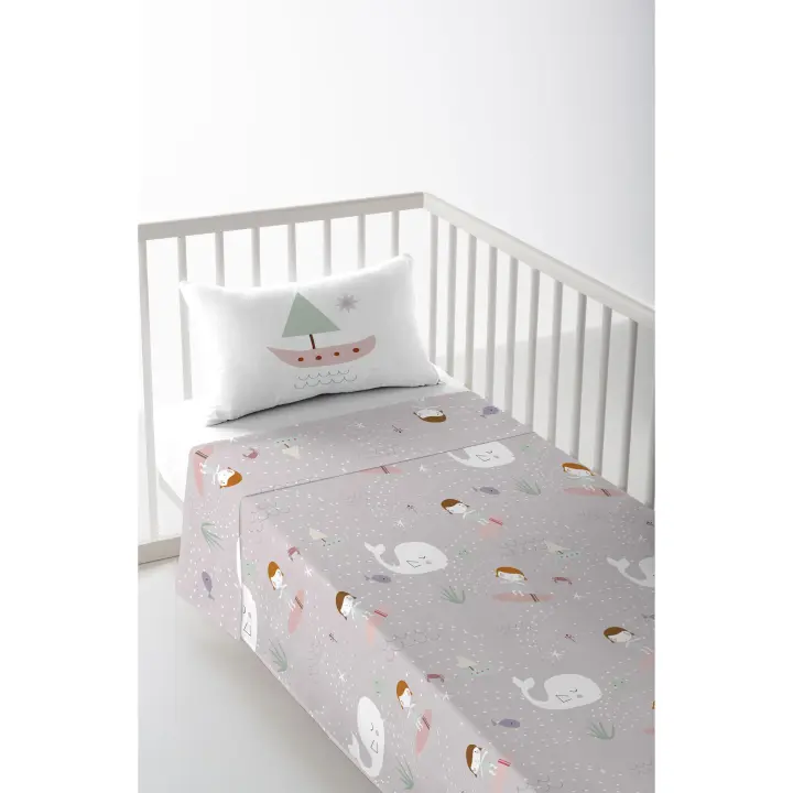 JUEGO DE SÁBANACUNA/MAXICUNAINFANTIL BEBE 100% ALGODÓN SURFING NIÑA B HACIENDO EL INDIO FABRICADO EN ESPAÑA - 1