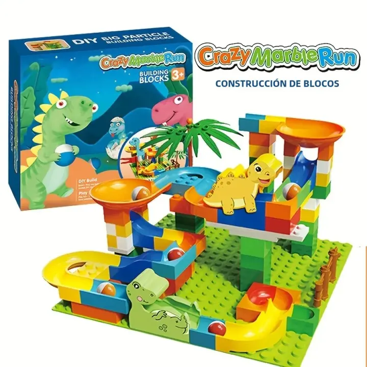 Juego De Construcción De Bloques STEM Dinosaurio Parque Set De Laberinto Para Niños Regalo De Cumpleaños/Fiesta Bloques De Carril De Bolas Educativos Para La Primer Infancia - 1