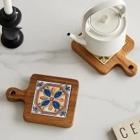 Tappetizes De Madera Estilo Japonés Creativos Antideslizantes Con Patrón Artístico Delineado Delicado Para Bebidas Tamaño Approx 10x10cm - details 7