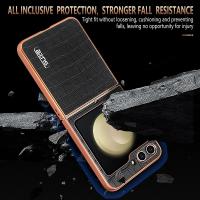 Funda De Teléfono De Cuero Con Patrón De Cocodrilo Lujo Para Samsung Galaxy Z Flip 6 5 4 3 Flip6 5G Shockproof Electroplat Frame Cubierta Suave - details 5