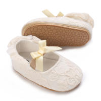 Zapatos De Princesa Para Bebé Niña En Lace Blanca Mocasines Con Lazo Y Borde Antideslizante De Goma Primera Calzado Para Caminar - details 11