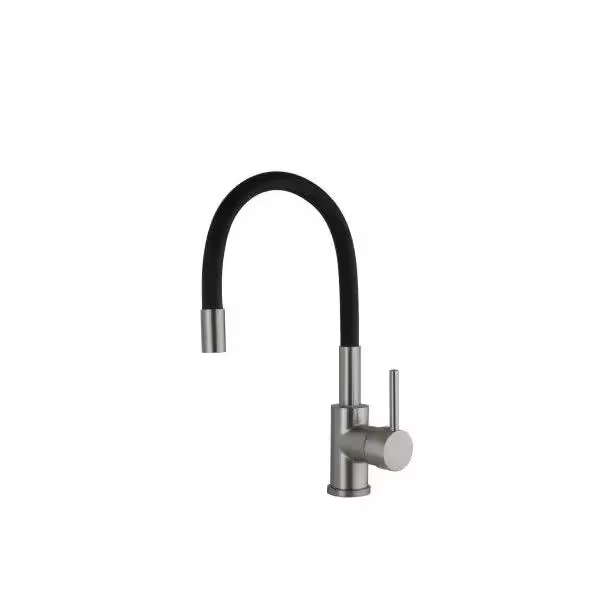 VALAZ Gaya Grifo de cocina monomando con caño flexible fabricado en latón de color gun metal y negro - 1