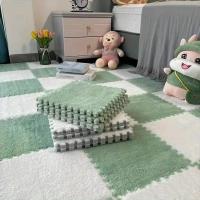 16PCS Alfombra De Piso Interconectada De Espuma De Peluche 30x30cm Alfombra De Moda Suave Para El Hogar Alfombras De Área Cuadradas - details 15