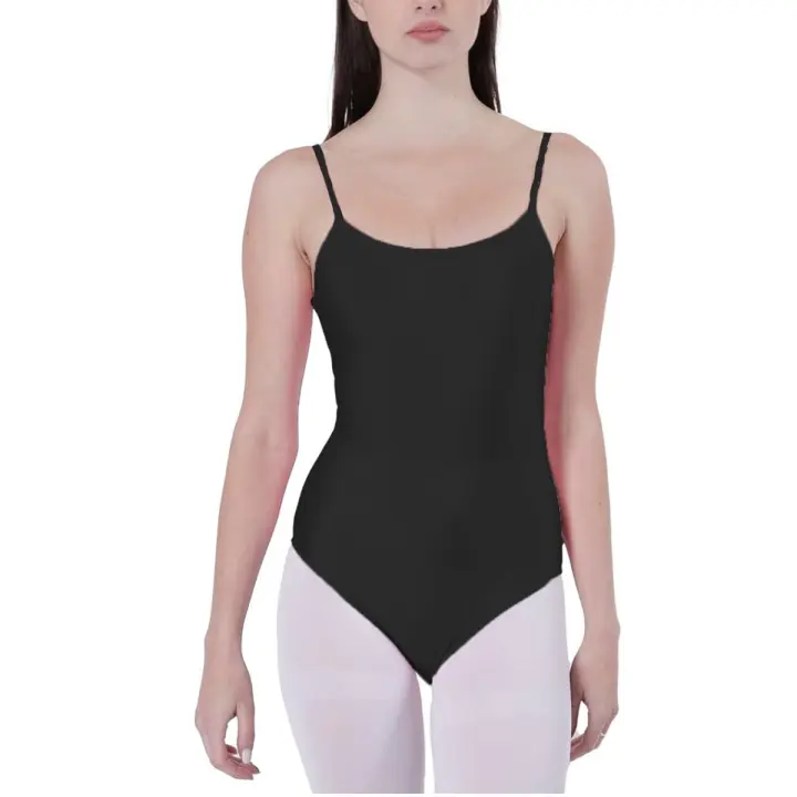 Body Maillot de Danza Ballet Gimnasia Mujer Tirantes sin Mangas con Cuello Redondo y Cubre la Espalda, Body No Transparenta Ajustado para Danza Baile - 1