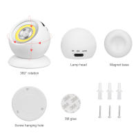 Lámpara De Pared Con Sensor De Movimiento PIR Luz Nocturna LED COB Rotativa 360° Con Imán USB/Batería Para Dormitorio Baño Cocina - details 2