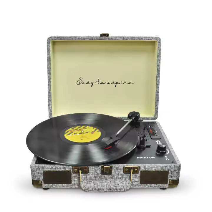 Tocadiscos Bluetooth VC400, Reproductor por Bluetooth y USB, Digitalización de vinilos, 2 Altavoces Incorporados, Diseño de Maleta Vintage | PRIXTON - 1