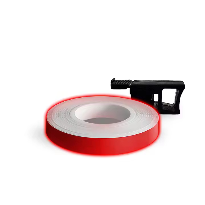 Llanas de Rueda para ruedas de motorteta reflectantes Rojas de 7 mm x 6 Mt con aplicador - 1