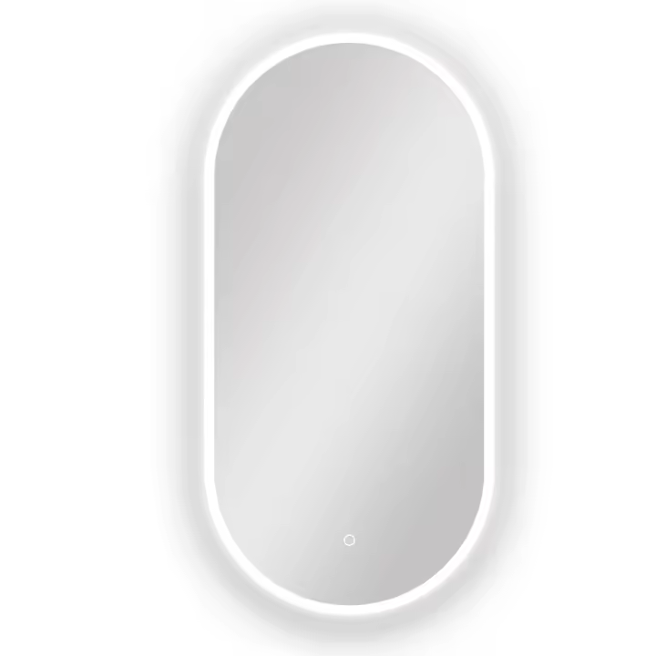 AICA Espejo de baño LED 500 x 1000 mm, ovalado, antivaho, luminosidad regulable - 1