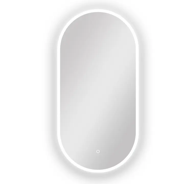 AICA Espejo de baño LED 500 x 1000 mm, ovalado, antivaho, luminosidad regulable - 1