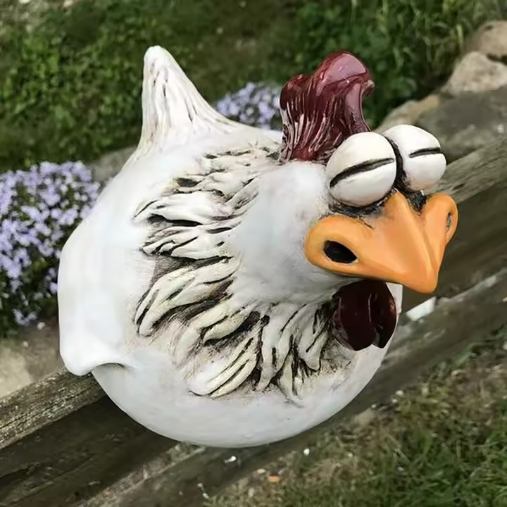 Estatua De Resina Divertida De Pollo Para Decoración De Jardín Pared De Valla De Granja Estilo Artístico Para Casa Decoración Del Hogar - 1