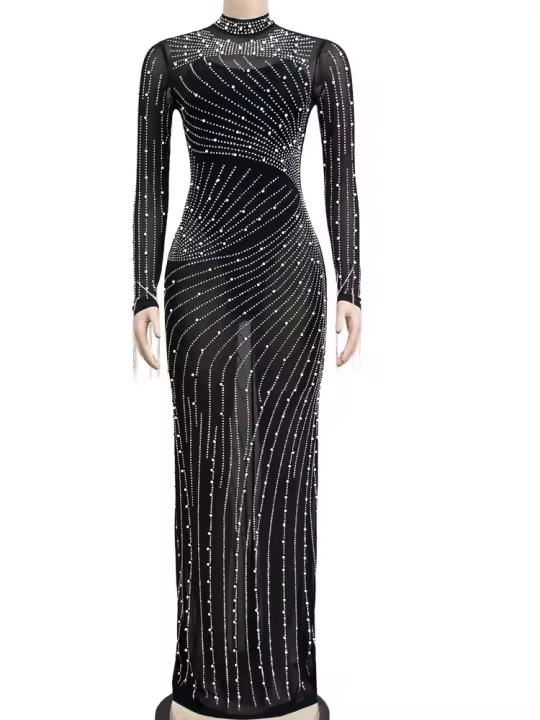 Vestido De Fiesta De Lujo Para Mujer Bonnie Forest Con Perlas Y Cristales De Rhinestone Vestido Largo Con Borlas Para Celebridades Vestido Sexy Y Club Vestido De Noche De Corte Clásico - 1