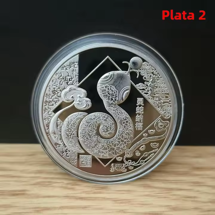 Monedas Commemorativas De La Serpiente Año Nuevo 2025 Coleccionables De Medallas Del Zodíaco Chino Alivio 3D Material Metálico - 1