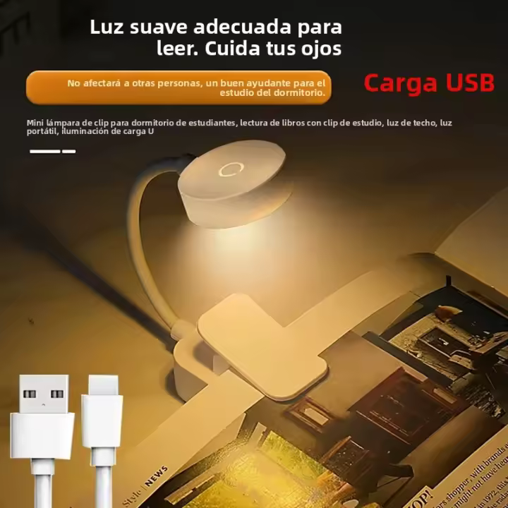 Luz De Lectura Portátil Mini LED Ajustable Con Protección Ocular Para Libros Y Estudio Batería Incluida Para Dormitorio - 1