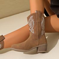 Botas Occidentales Bordadas 2024 Para Mujer Talla Grande 43 Punta Puntiaguda Botines De Otoño Estilo Cowboy Con Plataforma Cierre SLIP-ON Material De Suela RUBBER - details 18