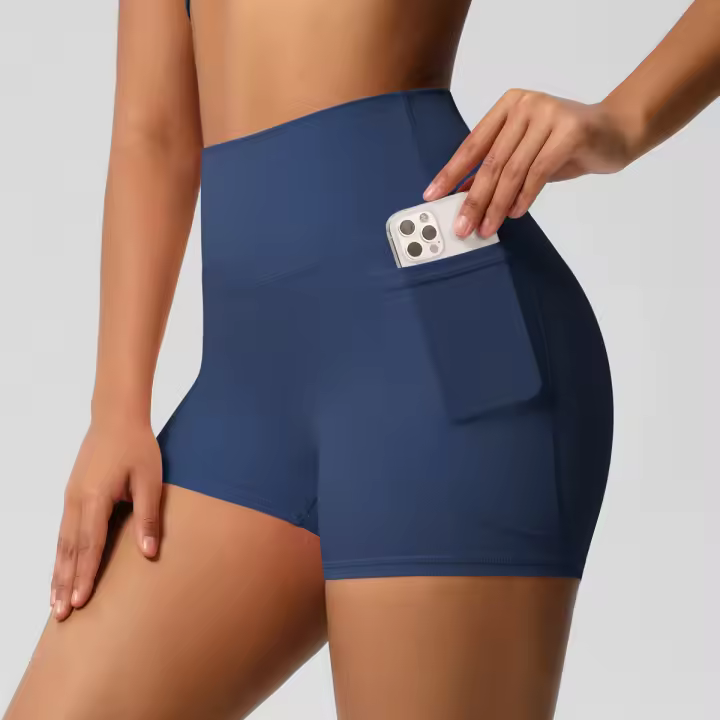 Pantalones de Yoga de Pure Color with Curve de Mermaid, Pantones de Tres Puntos with Bolsillo, Pantones Cortos de Yoga ajustados transpirables de beltada Haute para el Ambiente - 1