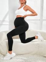 Leggings De Maternidad Con Cintura Alta Y Soporte Para El Bello Tejidos De Spandex Y Nylon Ajustados Trajes De Forma Corporal Para Mujeres Embarazadas - details 5