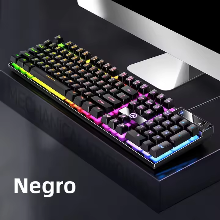 Teclado Gaming K500 Con Keycaps Blanco Y Rosa Mezclados 104 Teclas Cableado Para PC Portátil Estilo Mécanico Interfaz USB - 1