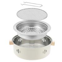 Parrilla De Barbacoa Portátil De 28cm Para Hogar Y Camping Carboncillo BBQ Estilo De Malla Sin Humo Con Asa De Madera Acero Inoxidable Fácil De Limpieza - details 6