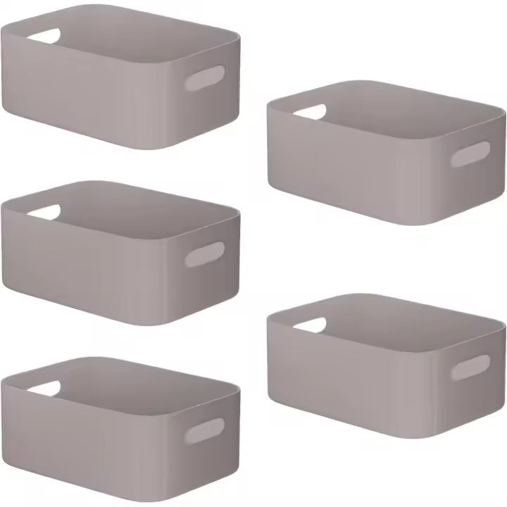 Paquete de 5 con asas para estantes, cajas de almacenamiento rectangulares, cajas organizadoras - 1