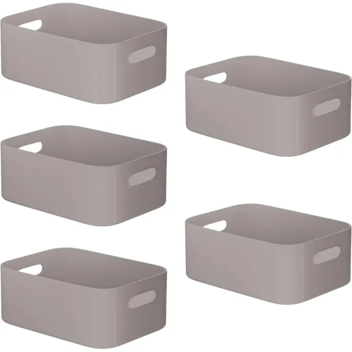 Paquete de 5 con asas para estantes, cajas de almacenamiento rectangulares, cajas organizadoras - 1