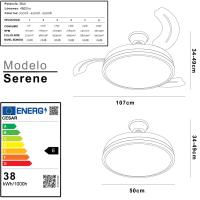 Ventilador de techo SERENE, 38w, 4900lm, 3 modos de colores 3000k-4500k-6500k, mando a distancia, modo invierno y verano, temporizador, 6 velocidades - details 4
