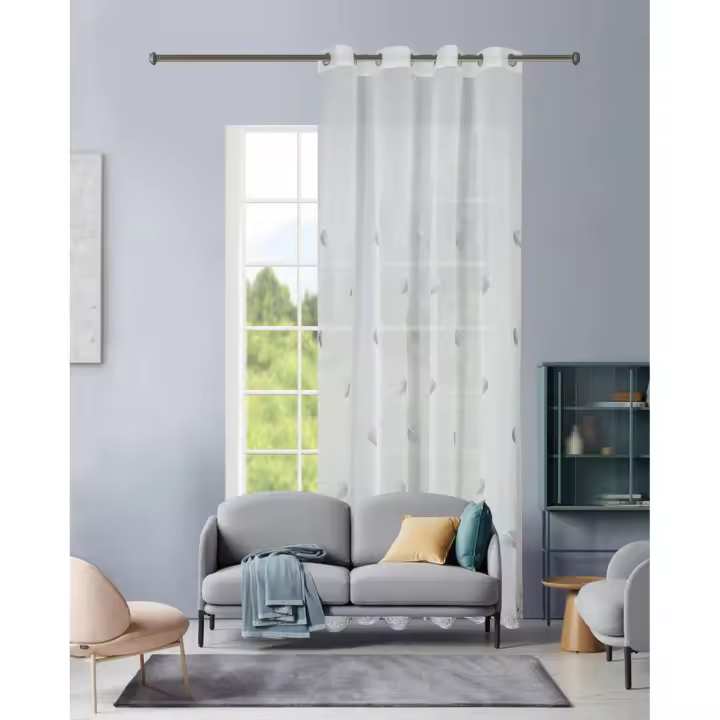 STARLEY- Cortina para Ventana Dormitorio Translúcidas Visillos Paneles para Ventanas Sala para Niños Sala Comedor 1Piezas 150×260cm Blanco - 1