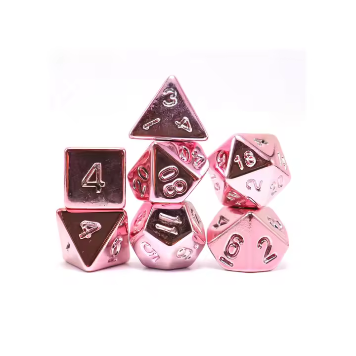 Juego De Dados Poliedros Para Juegos De Mesa Y Rol 7 Piezas Platinados Rosa Dados De Juego De Rol De Polyhedral - 1