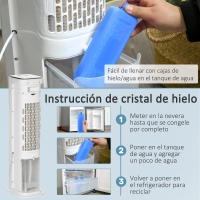 HOMCOM Enfriador de Aire 75W Altura 86 cm Oscilante con Control Remoto Depósito 5L 3 Modos 3 Velocidades Temporizador 12h y Pantalla LED Táctil 23x29x86 cm Blanco - details 2