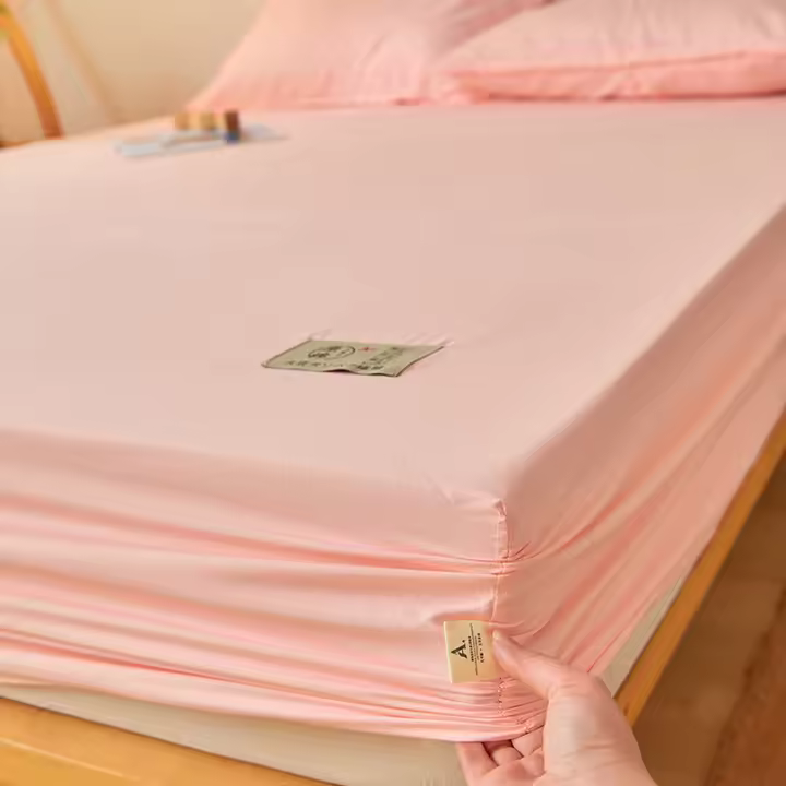 Sábana Ajustable De Algodón 100% En Color Sólido Antideslizante Duradera Para Cama Doble Reina Rey Tamaños 120/150/220cm - 1